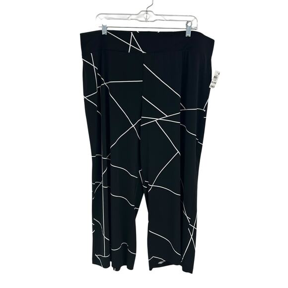 NWT JM Collection Deep Black White Abstract Print Capri Pull On Pants Womens XXL - Picture 1 of 7